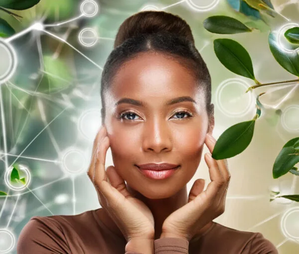 Skincare products and textures on the Chic Skin Revive homepage